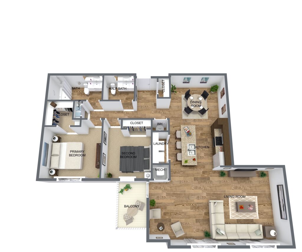 Luxury Senior Living Apartments Chesapeake | Two Bedroom Floor Plans